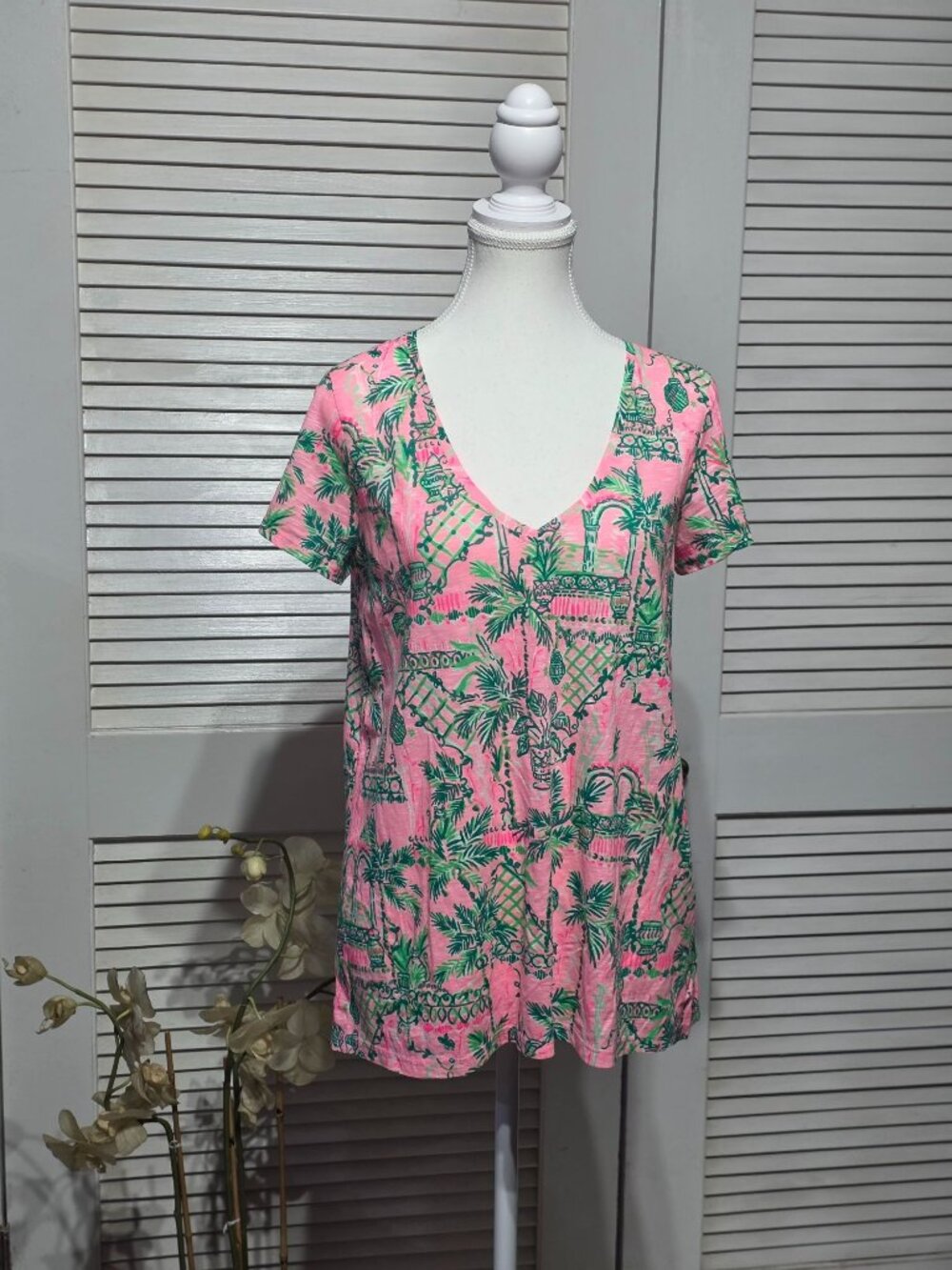 NWOT Lilly Pulitzer Women's Etta Mandevilla Baby Always Worth It Top Size M 3876
